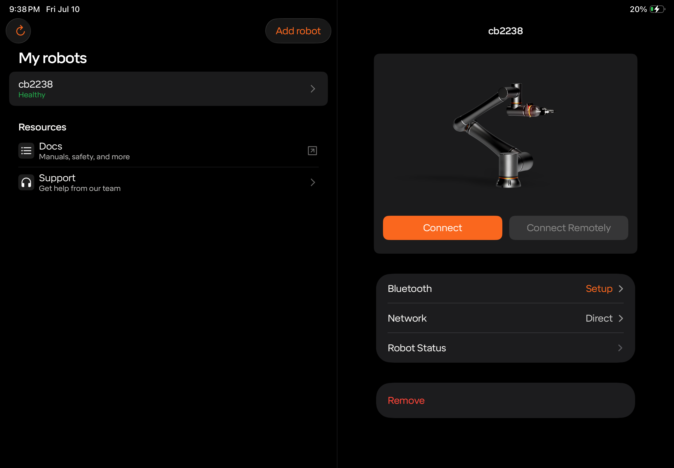 Robot healthy after setup