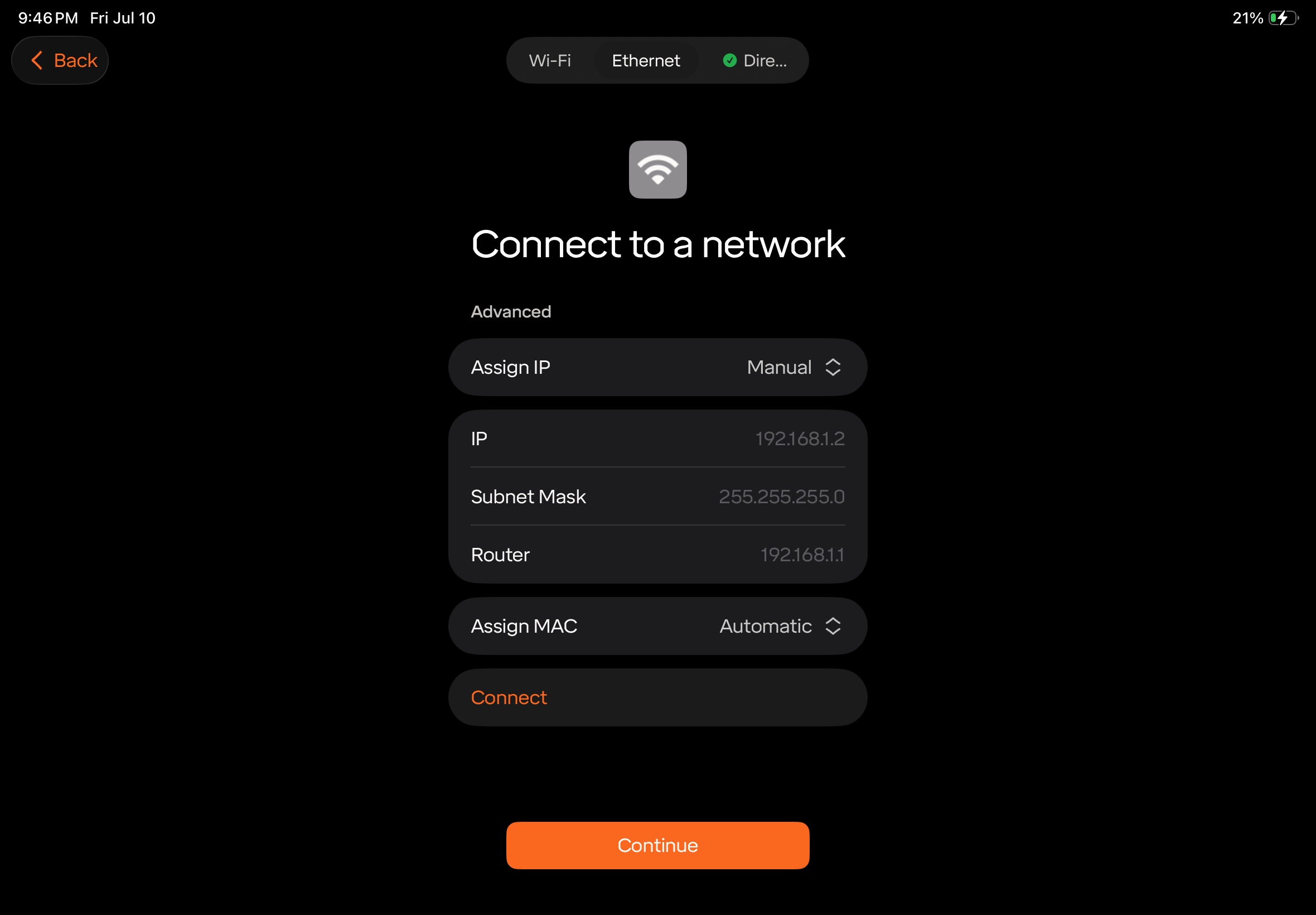 Static Ethernet IP